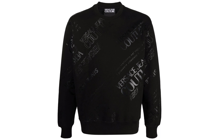 Versace Logo Print Pullover Crewneck Sweatshirt Men’s Black 71GAIT14-CF00T-899