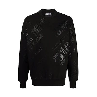 Versace Logo Print Pullover Crewneck Sweatshirt Men’s Black 71GAIT14-CF00T-899