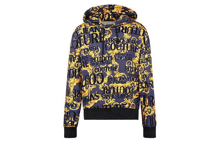 Versace Logo Print Pullover Hoodie Royal Blue B7GVA7F3-SM600-200