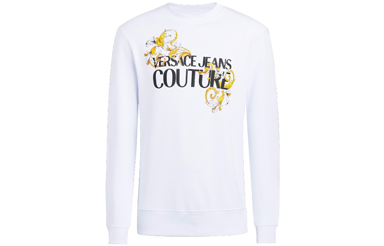 Versace Logo Print Pullover Long Sleeve Sweatshirt White B7GZA7TU-30318-K41