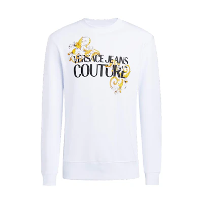 Versace Logo Print Pullover Long Sleeve Sweatshirt White B7GZA7TU-30318-K41
