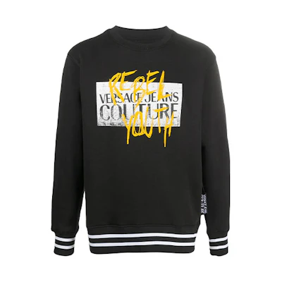 Versace Logo Print Pullover Sweatshirt Black EB7GZB7-TXE3021-6K42