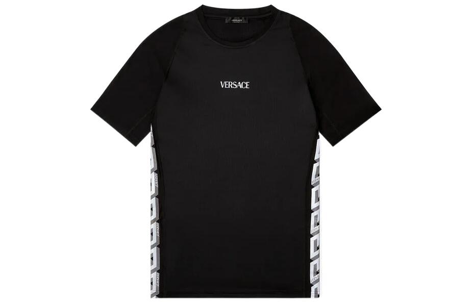 VERSACE Logo Print Short Sleeve T-Shirt Men’s Black 1004120-1A01752-1B000