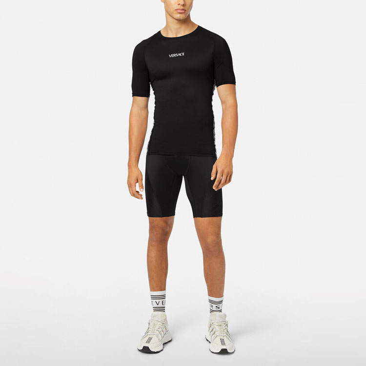 Lookbook VERSACE Logo Print Short Sleeve T-Shirt Men’s Black 1004120-1A01752-1B000