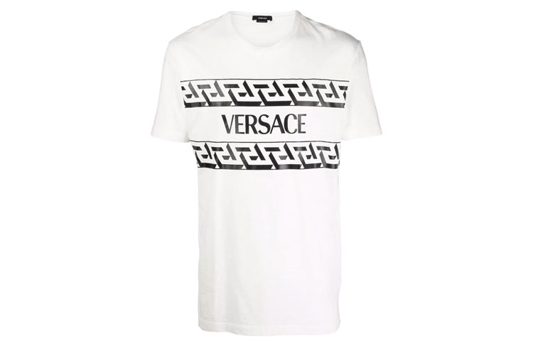 VERSACE Logo Print Short Sleeve T-Shirt Men’s White 1002428-1A01780-1W000