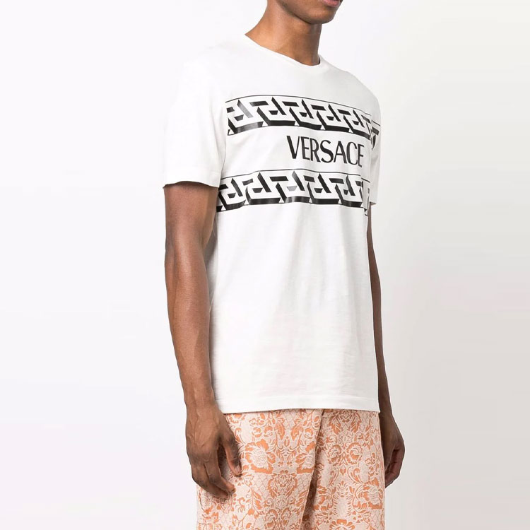 VERSACE Logo Print Short Sleeve T-Shirt Men’s White 1002428-1A01780-1W000 圖 5