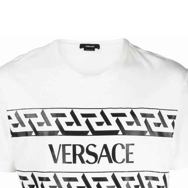 VERSACE Logo Print Short Sleeve T-Shirt Men’s White 1002428-1A01780-1W000 圖 7