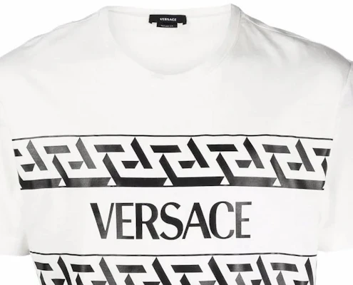 ヴェルサーチ ロゴプリント 半袖Tシャツ メンズ ホワイト 1002428-1A01780-1W000 Sizing ヴェルサーチ ロゴプリント 半袖Tシャツ メンズ ホワイト 1002428-1A01780-1W000