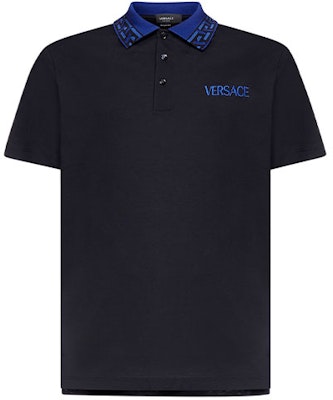 VERSACE Logo Print Slim Fit Polo Shirt Black 10025451-A01875-1U610 Buy VERSACE Logo Print Slim Fit Polo Shirt Black 10025451-A01875-1U610