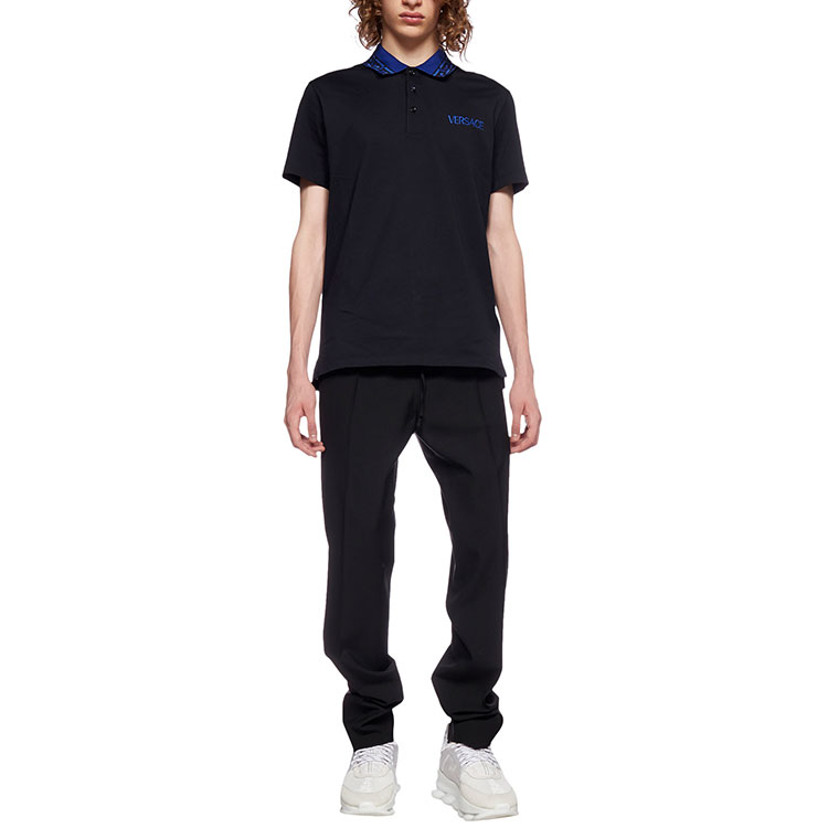 Lookbook VERSACE Logo Print Slim Fit Polo Shirt Black 10025451-A01875-1U610