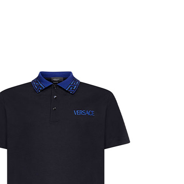Details for VERSACE Logo Print Slim Fit Polo Shirt Black 10025451-A01875-1U610