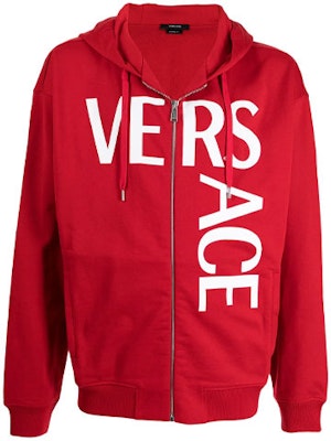 Versace 紅色拉鍊連帽外套 經典Logo印花 1001083-1A00719-1R230 Order Versace 紅色拉鍊連帽外套 經典Logo印花 1001083-1A00719-1R230