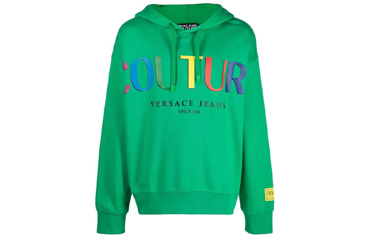 Versace Logo Printed Green Hoodie 71GAIP04-CF00P-168