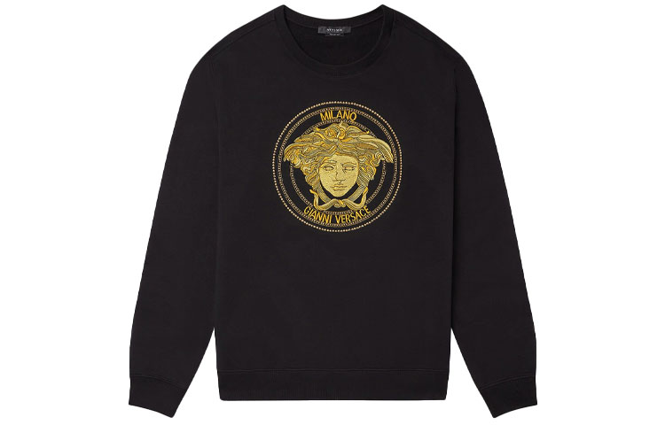 Versace Logo Studded Print Long-Sleeve Sweatshirt Black A89402-A231242-A1008
