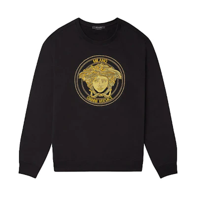 Versace Logo Studded Print Long-Sleeve Sweatshirt Black A89402-A231242-A1008