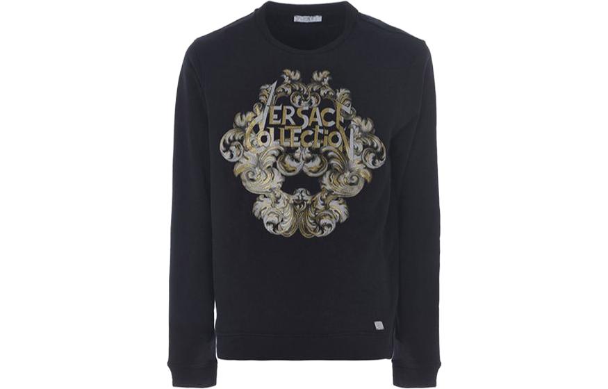 VERSACE Loose Fit Crew Neck Letter Print  T-Shirt Black V800811B-VJ00400-V1008 圖 2