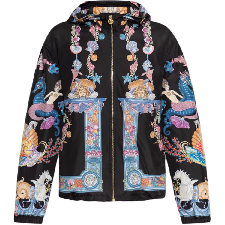 Versace Loose Fit Hooded Long Sleeve Jacket Black 1019895-1A14999-5B020