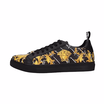 Versace Low-Top Leather Sneaker 'Black Yellow'