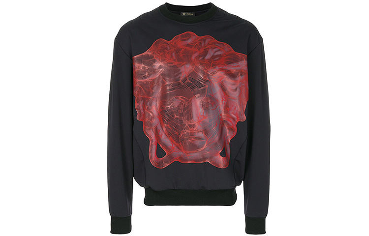 Versace Medusa Abstract Print Pullover Sweatshirt Black AUU12029-AP00126-A008