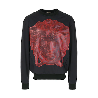 Versace Medusa Abstract Print Pullover Sweatshirt Black AUU12029-AP00126-A008