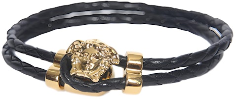 VERSACE Medusa Alloy Double Layer Woven Leather Bracelet for Men DG05579-DMTN-D41O VERSACE Medusa Alloy Double Layer Woven Leather Bracelet for Men DG05579-DMTN-D41O