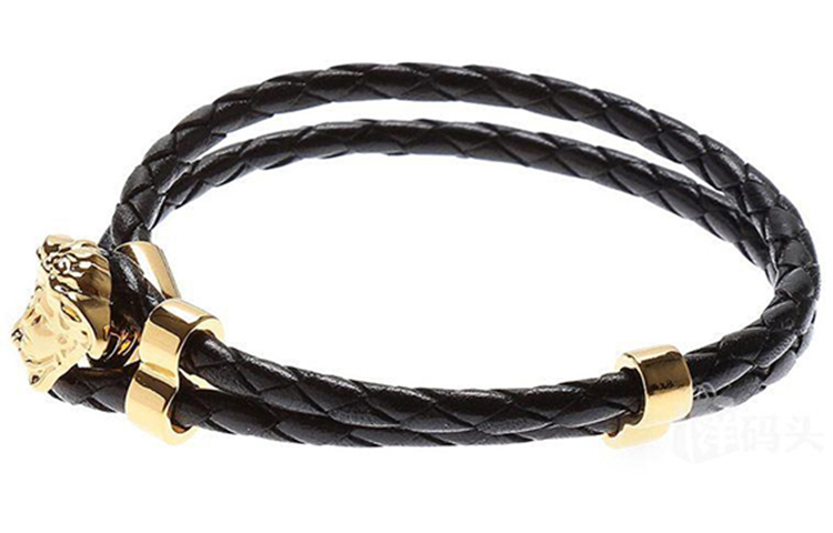 Shop 范思哲美杜莎合金双层编织皮革手链男士款 DG05579-DMTN-D41O