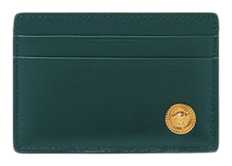 Versace Medusa Biggie (4 Card Slot 1 Cash Compartments) Card Holder Green/Gold