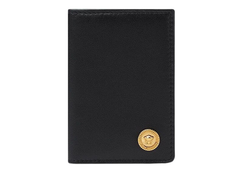 Versace Medusa Biggie (6 Card Slot 1 Cash Compartments) Bi-Fold Card Holder Black/Gold