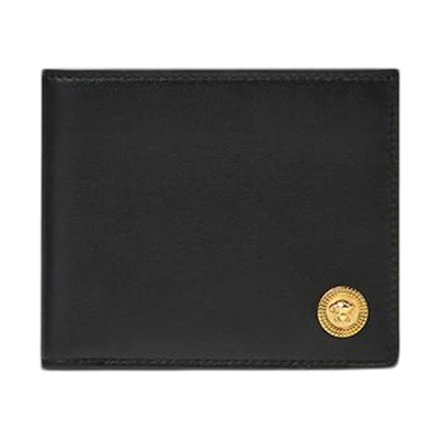 Versace Medusa Biggie (6 Card Slot 2 Cash Compartments) Wallet Black/Gold
