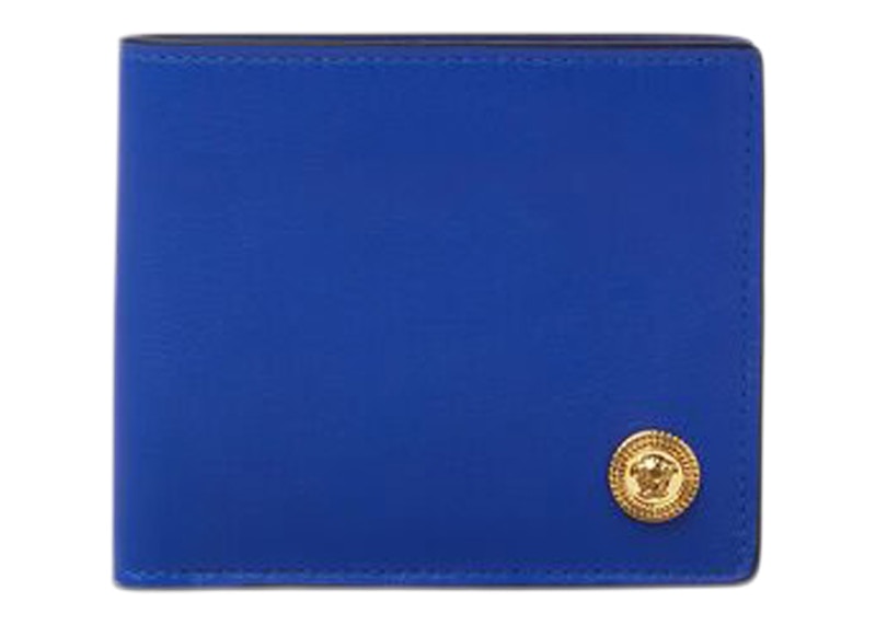 Versace Medusa Biggie (6 Card Slot 2 Cash Compartments) Wallet Royal Blue/Gold
