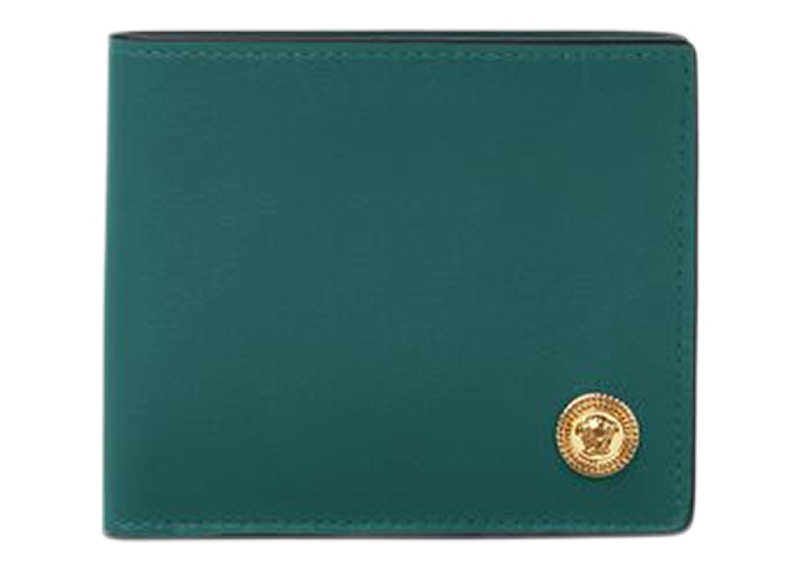Versace Medusa Biggie (6 Card Slot 2 Cash Compartments) Wallet Green/Gold
