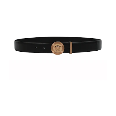 Versace Medusa Biggie Leather Belt Black/Gold