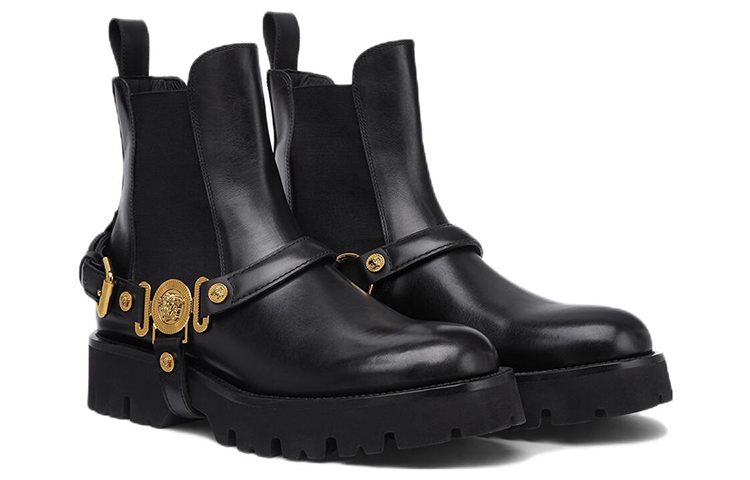 Shop Versace Medusa Biggie Leren Chelsea Boots ''Zwart'' 1006044-1A00693_1B00V