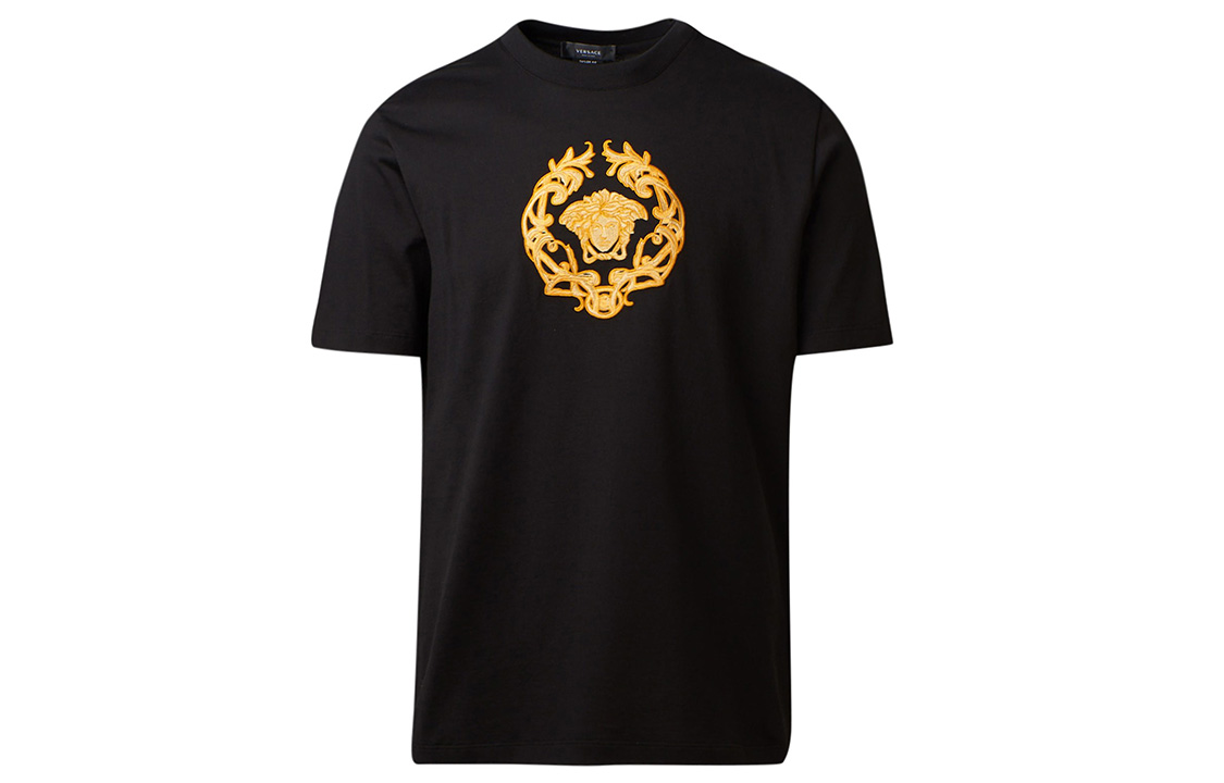 Versace Medusa Black Gold Embroidered Crewneck T-Shirt A87378-A228806-A1008