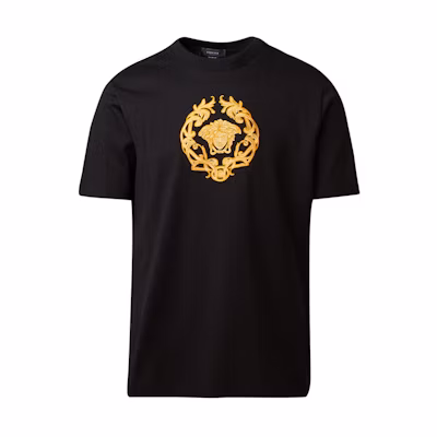 Versace Medusa Black Gold Embroidered Crewneck T-Shirt A87378-A228806-A1008