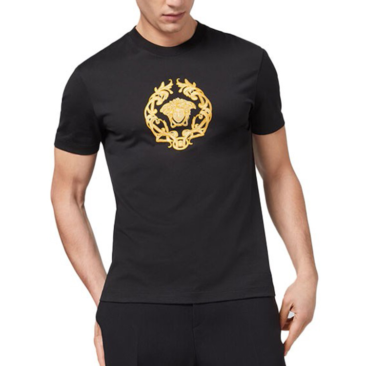 Versace Medusa Black Gold Embroidered Crewneck T-Shirt A87378-A228806-A1008 圖 5