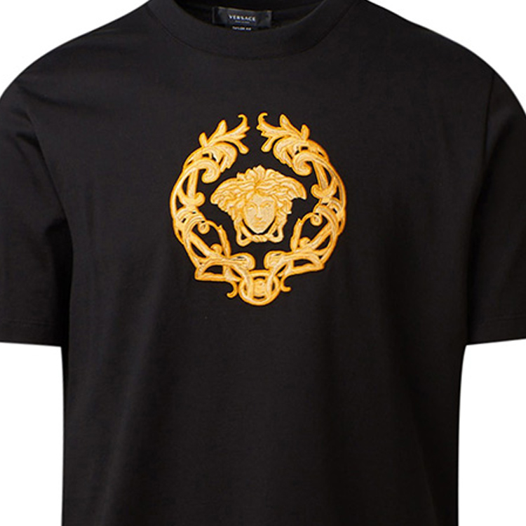 Versace Medusa Black Gold Embroidered Crewneck T-Shirt A87378-A228806-A1008 圖 7