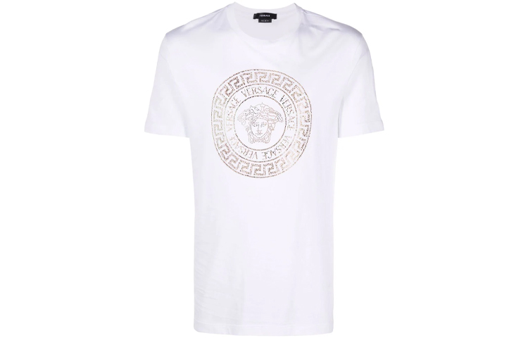 VERSACE Medusa Crystal Embellished Crewneck Short Sleeve T-Shirt White Men’s 10016191-A012631-W000 圖 2