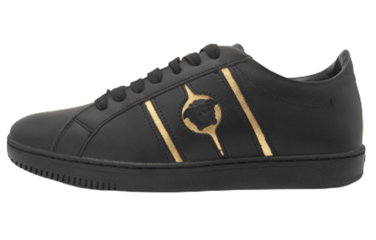 Versace Medusa Embellished Low-Top Sneaker 'Black Leather'