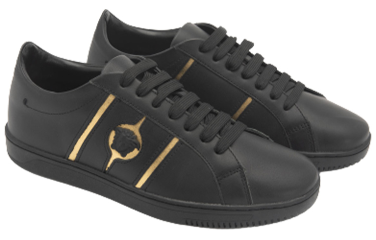 Versace Medusa Embellished Low-Top Sneaker 'Black Leather' 圖 2
