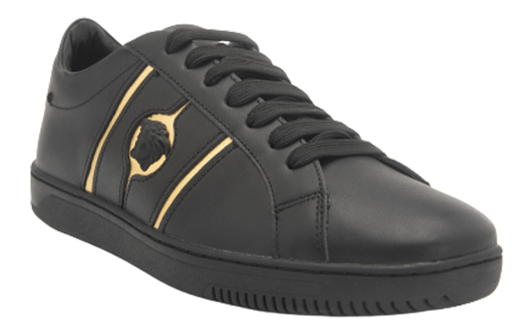 Versace Medusa Embellished Low-Top Sneaker 'Black Leather' 圖 3
