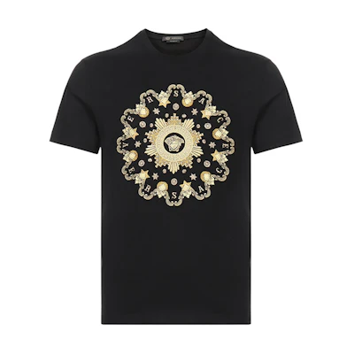 VERSACE Medusa Embroidered Black Crew Neck T-Shirt A85165-A228806-A2003