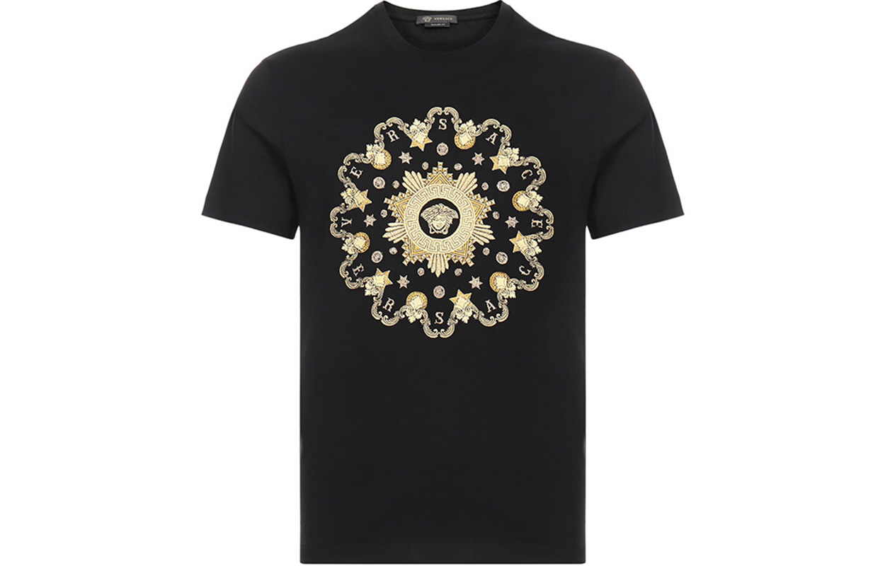 Order VERSACE 美杜莎刺繡黑色圓領T恤 A85165-A228806-A2003