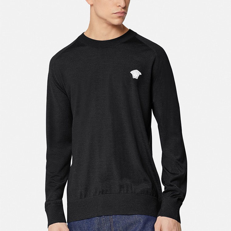 VERSACE Medusa Embroidered Cashmere Sweater Black 1001174-1A00796-1B000 圖 3
