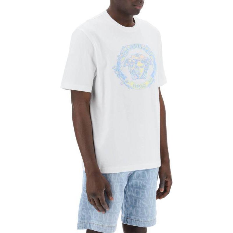 VERSACE Medusa Embroidered Crew Neck Short Sleeve T-Shirt  White 10133021-A10687-1W000 圖 4