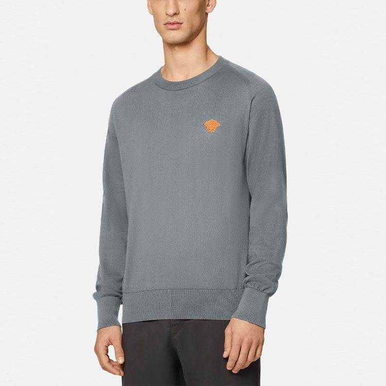 Versace Medusa Embroidered Pullover Knit Sweatshirt Grey A89086-A237546-1E090 圖 5