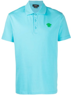 VERSACE Medusa Embroidered Short Sleeve Polo Shirt - Blue A87427-A237141-2V110 Buy VERSACE Medusa Embroidered Short Sleeve Polo Shirt - Blue A87427-A237141-2V110
