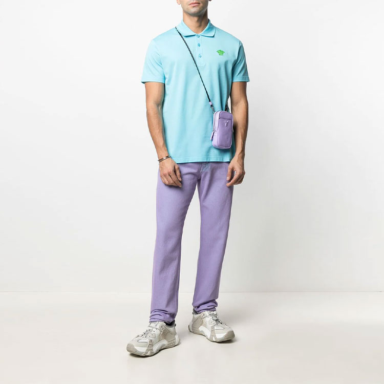 Lookbook 范思哲美杜莎刺绣短袖POLO衫 - 蓝色 A87427-A237141-2V110