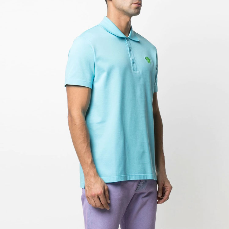 Shop 范思哲美杜莎刺绣短袖POLO衫 - 蓝色 A87427-A237141-2V110