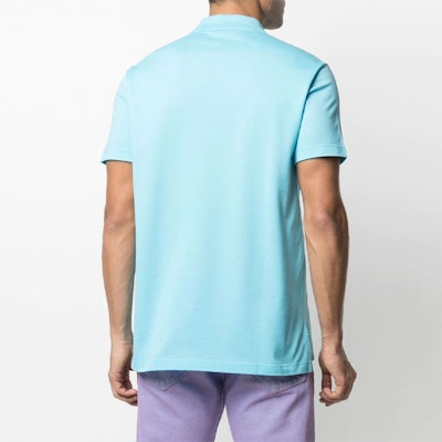 VERSACE Medusa Embroidered Short Sleeve Polo Shirt - Blue A87427-A237141-2V110 Purchase VERSACE Medusa Embroidered Short Sleeve Polo Shirt - Blue A87427-A237141-2V110